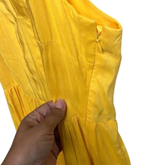 495. Antonio Melani sun yellow v neck Linen blend maxi dress size 4 - Picture 3 of 10